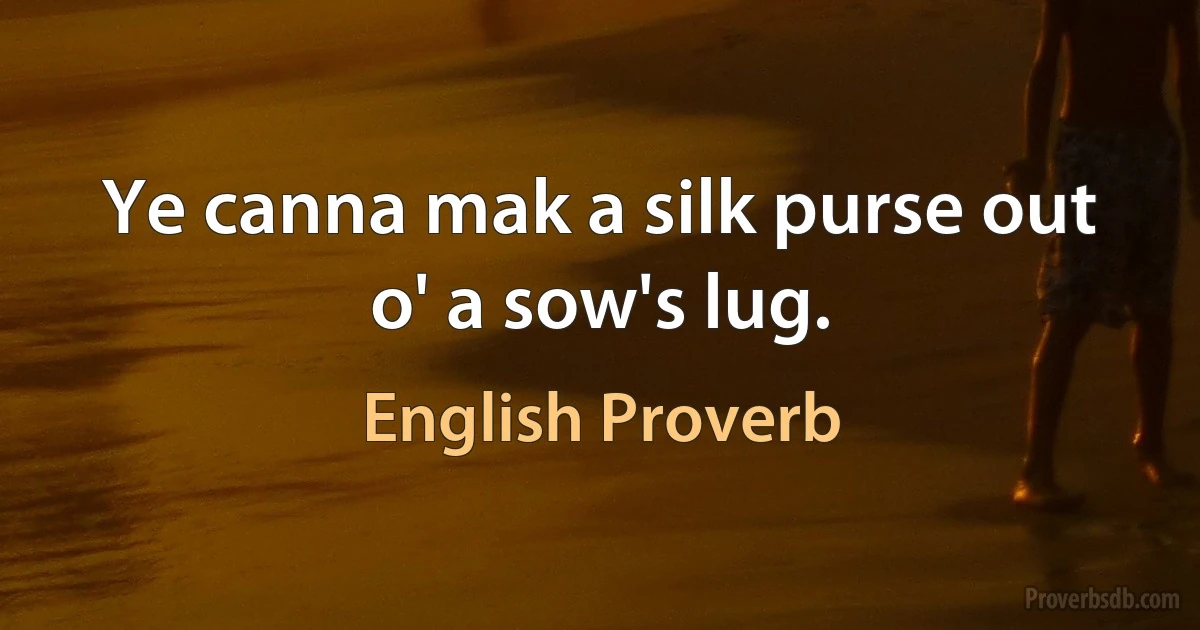 Ye canna mak a silk purse out o' a sow's lug. (English Proverb)