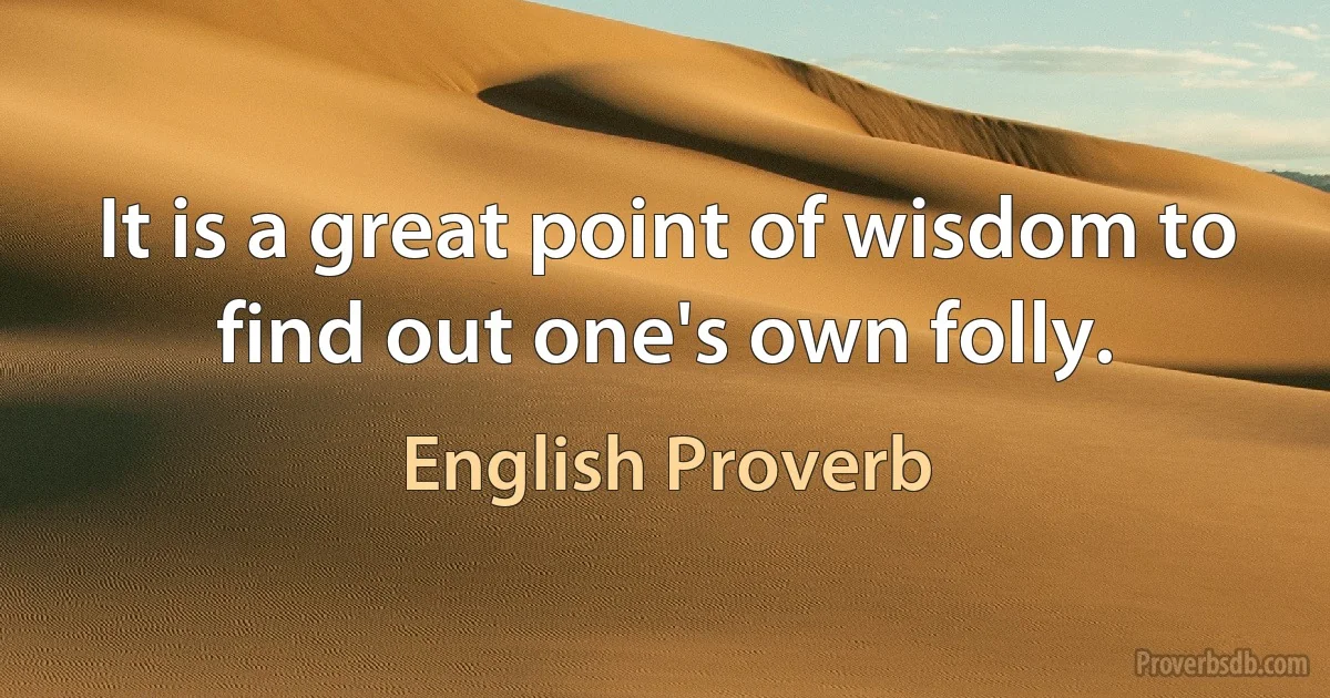 It is a great point of wisdom to find out one's own folly. (English Proverb)