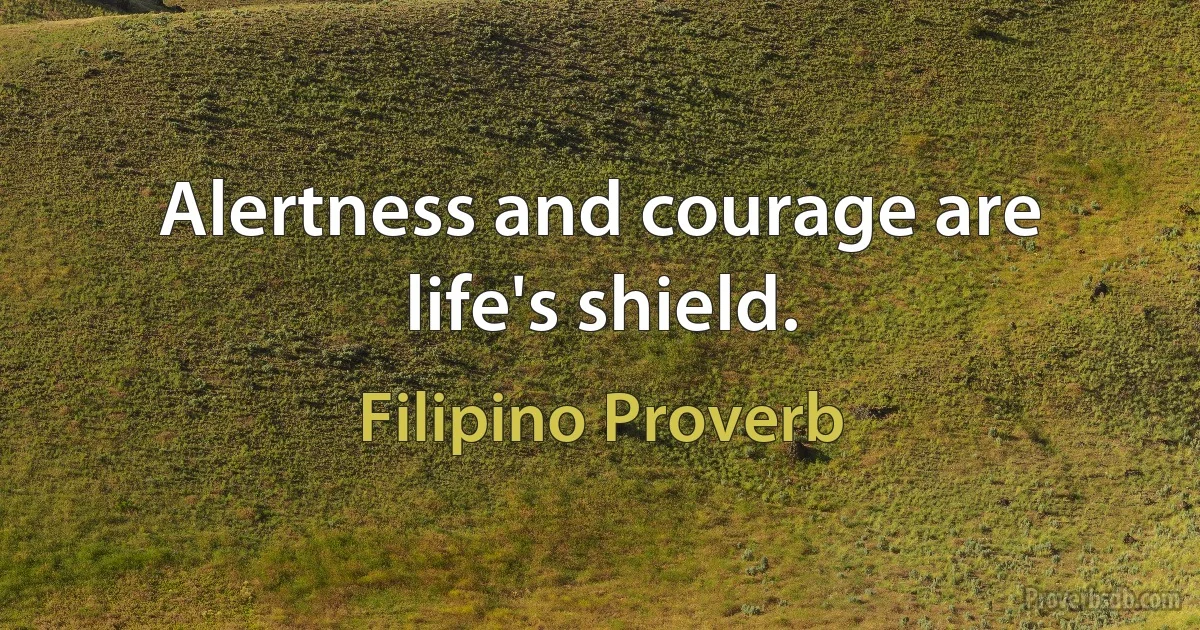 Alertness and courage are life's shield. (Filipino Proverb)