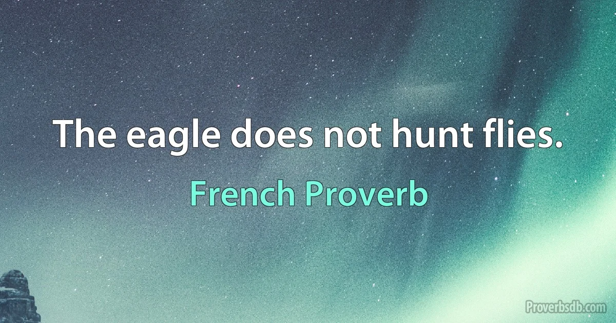 The eagle does not hunt flies. (French Proverb)