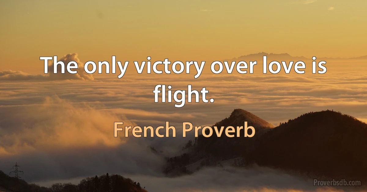 The only victory over love is flight. (French Proverb)