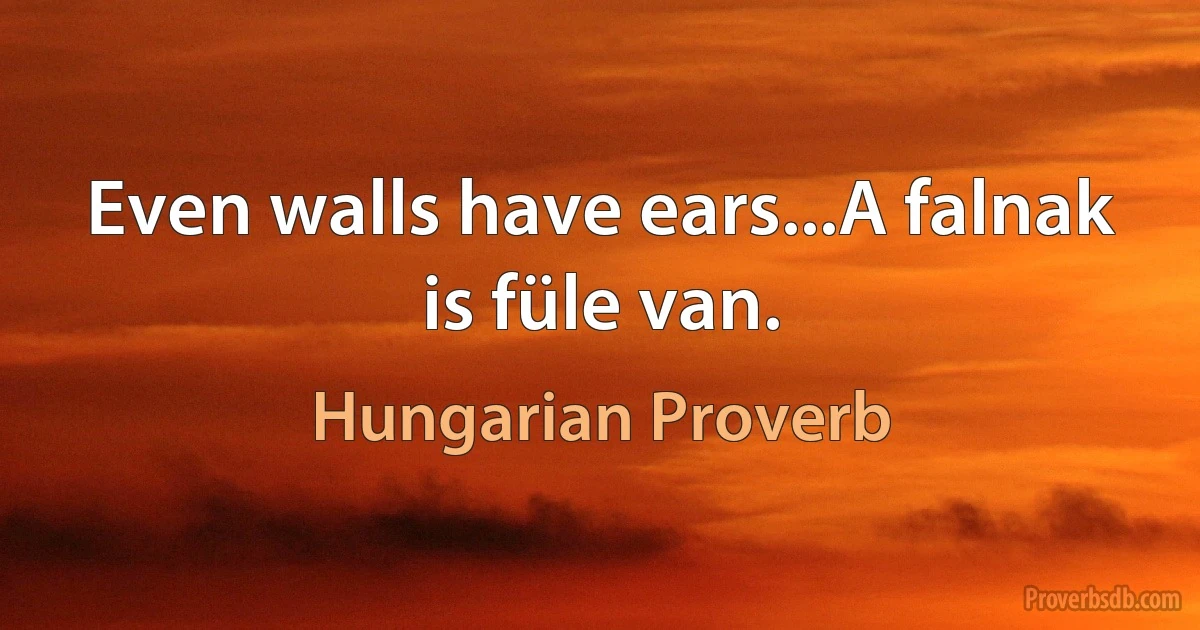 Even walls have ears...A falnak is füle van. (Hungarian Proverb)