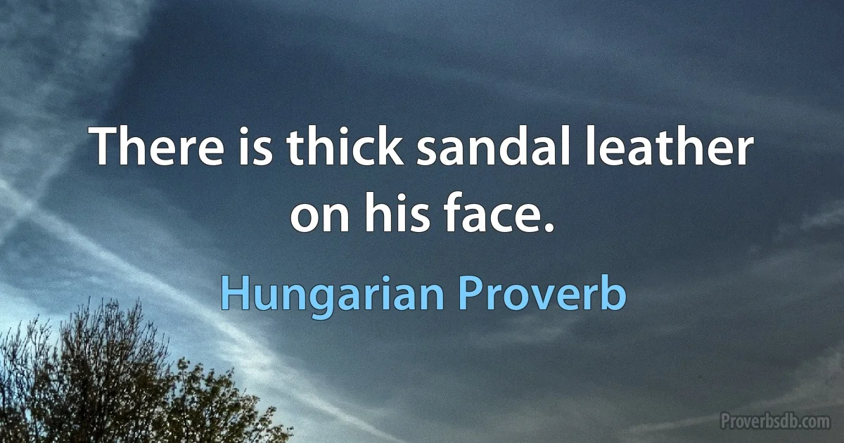 There is thick sandal leather on his face. (Hungarian Proverb)