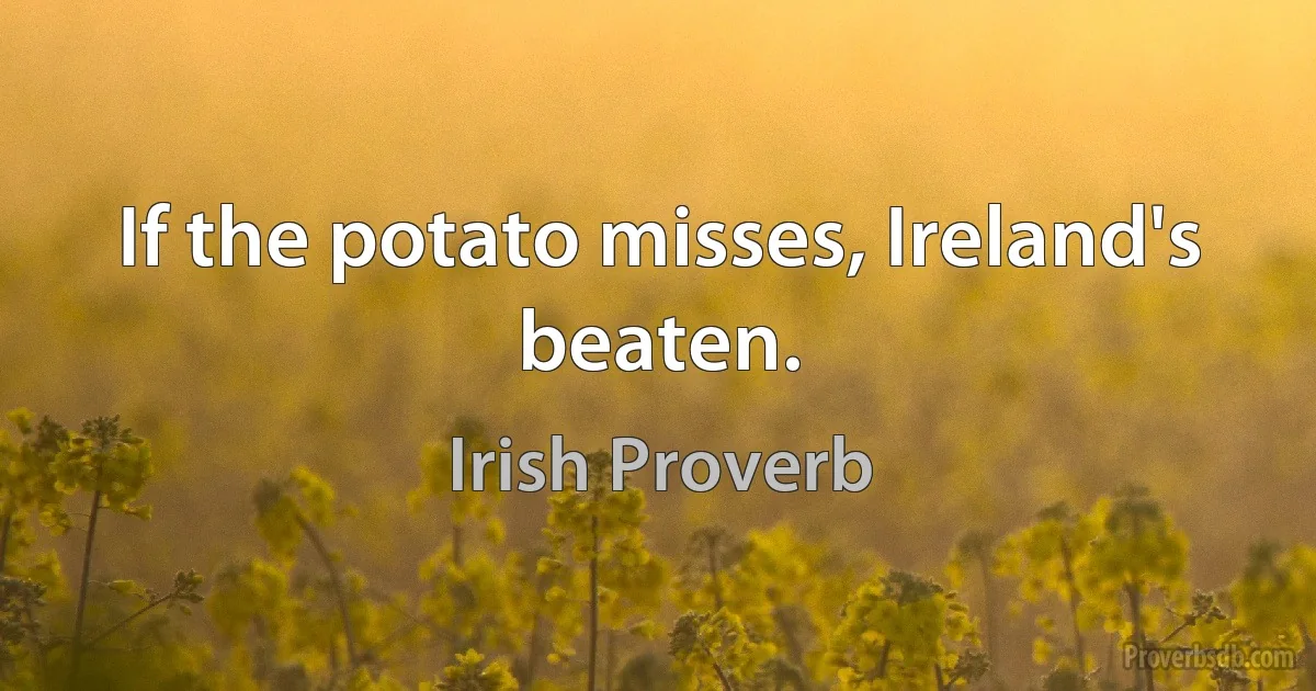 If the potato misses, Ireland's beaten. (Irish Proverb)