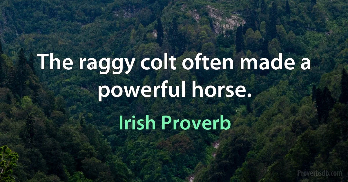 The raggy colt often made a powerful horse. (Irish Proverb)