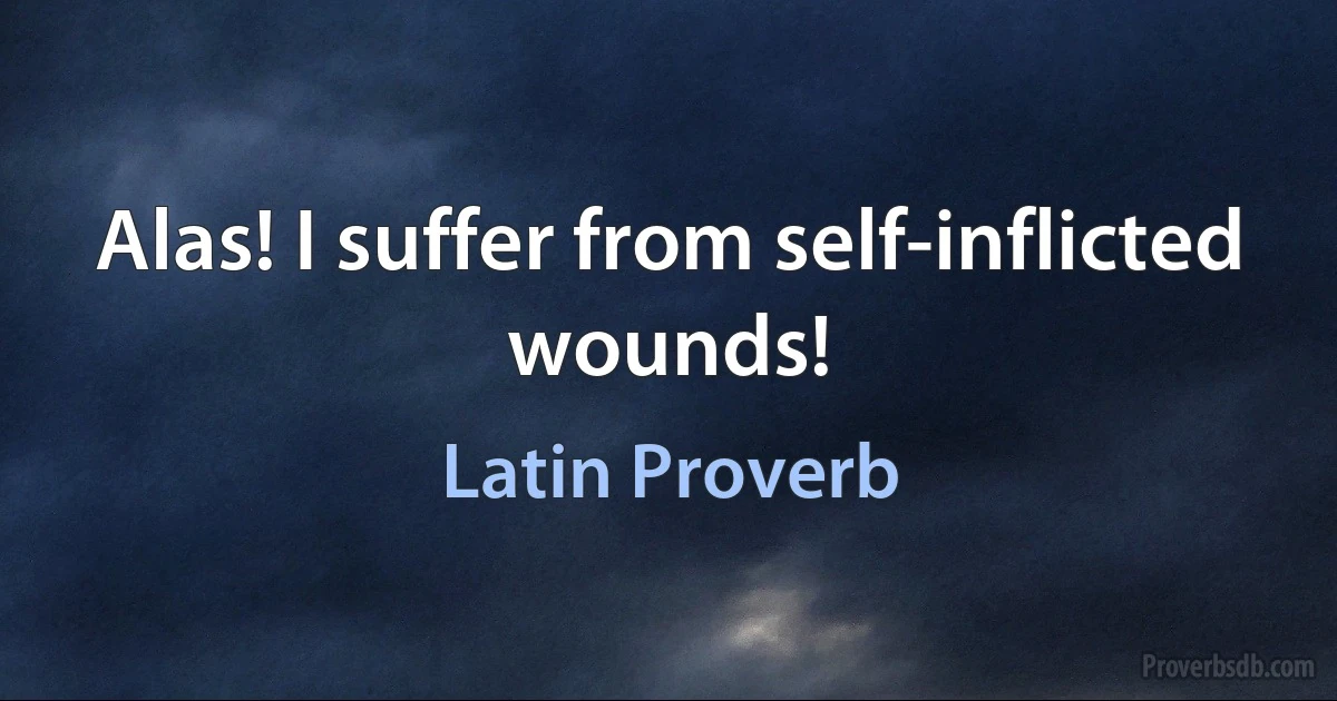 Alas! I suffer from self-inflicted wounds! (Latin Proverb)