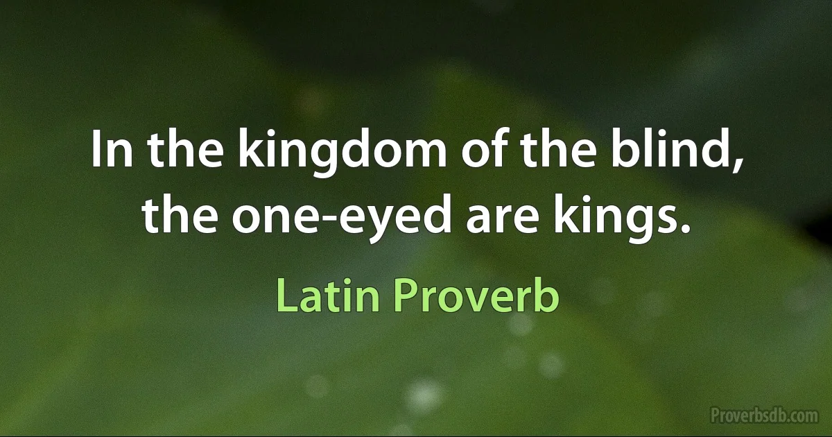 In the kingdom of the blind, the one-eyed are kings. (Latin Proverb)