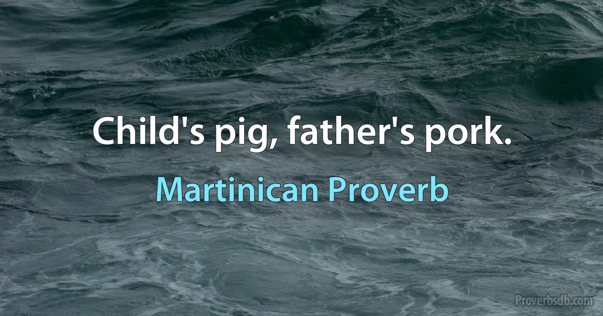 Child's pig, father's pork. (Martinican Proverb)