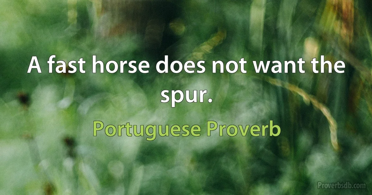 A fast horse does not want the spur. (Portuguese Proverb)