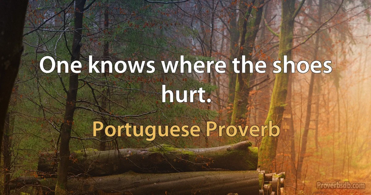 One knows where the shoes hurt. (Portuguese Proverb)