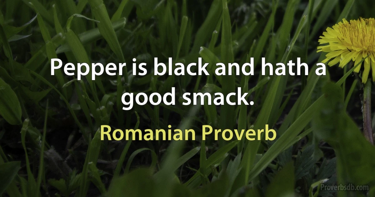 Pepper is black and hath a good smack. (Romanian Proverb)