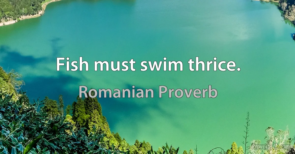 Fish must swim thrice. (Romanian Proverb)