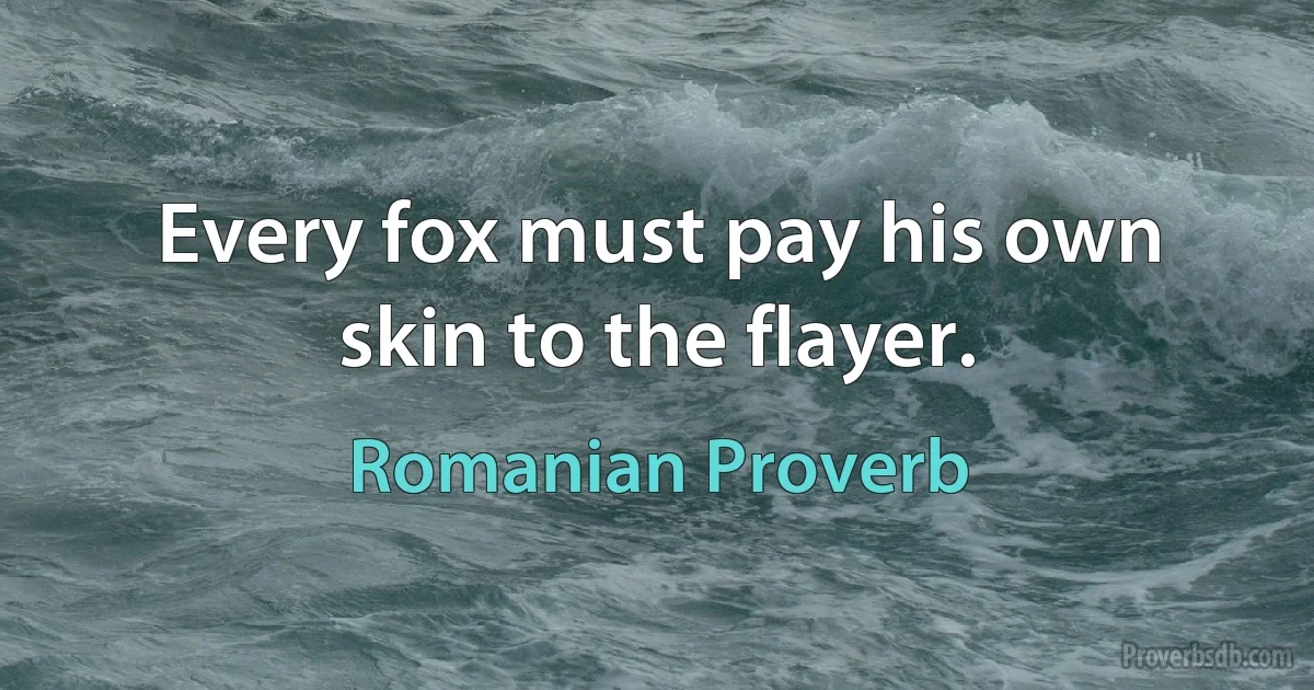 Every fox must pay his own skin to the flayer. (Romanian Proverb)