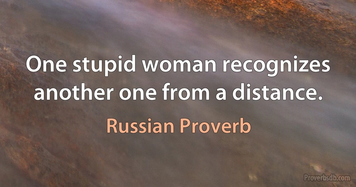 One stupid woman recognizes another one from a distance. (Russian Proverb)