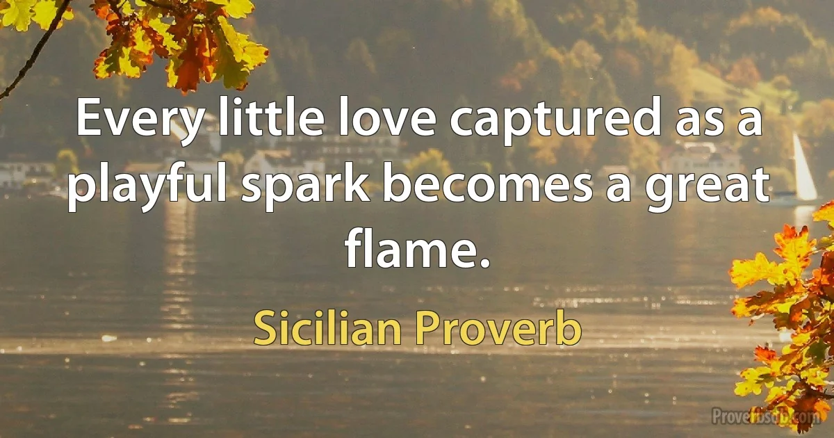 Every little love captured as a playful spark becomes a great flame. (Sicilian Proverb)