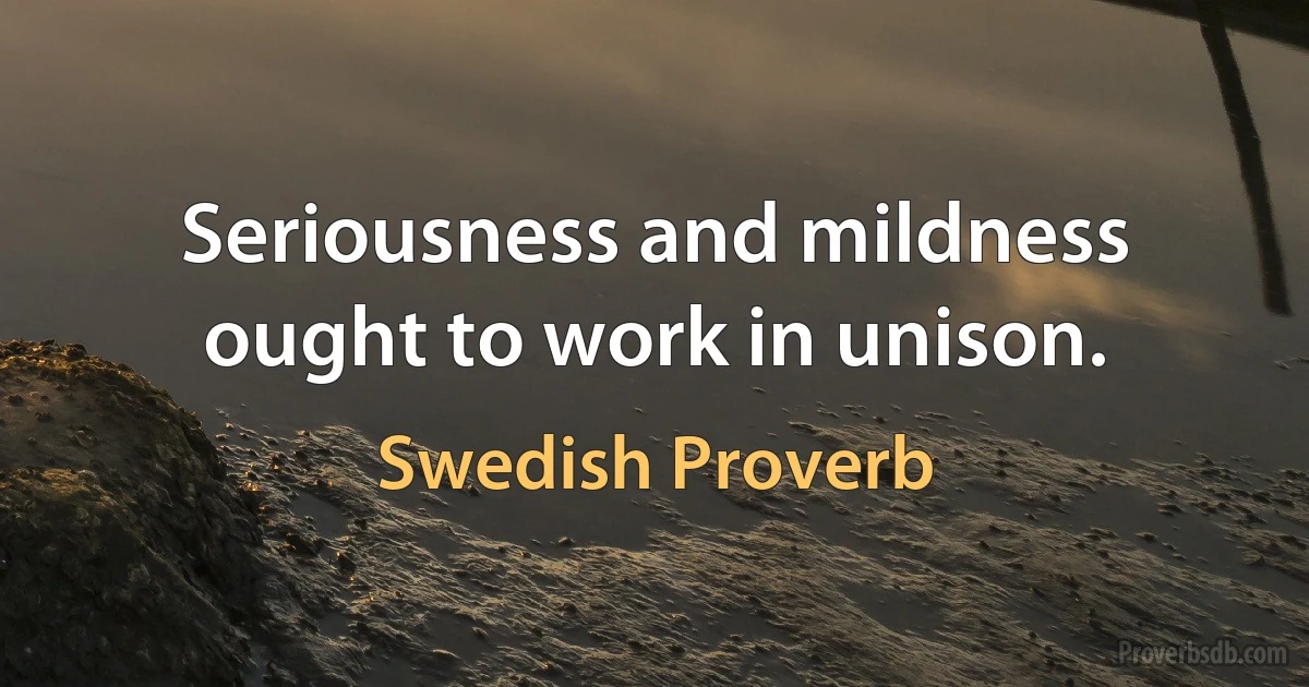 Seriousness and mildness ought to work in unison. (Swedish Proverb)