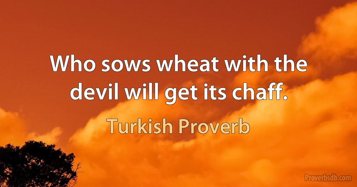 Who sows wheat with the devil will get its chaff. (Turkish Proverb)