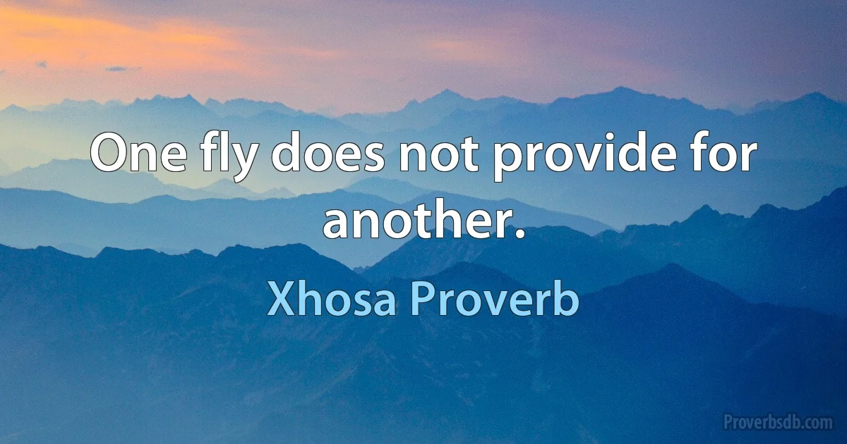 One fly does not provide for another. (Xhosa Proverb)