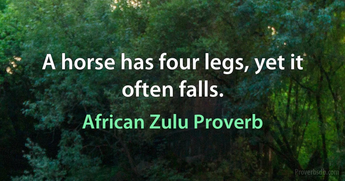 A horse has four legs, yet it often falls. (African Zulu Proverb)