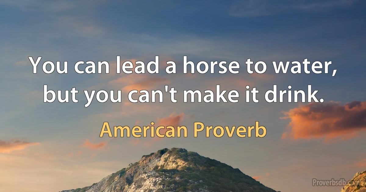 You can lead a horse to water, but you can't make it drink. (American Proverb)