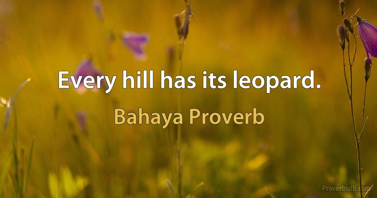 Every hill has its leopard. (Bahaya Proverb)