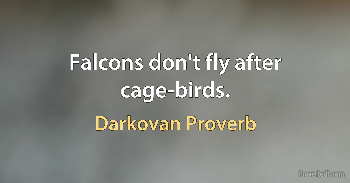 Falcons don't fly after cage-birds. (Darkovan Proverb)