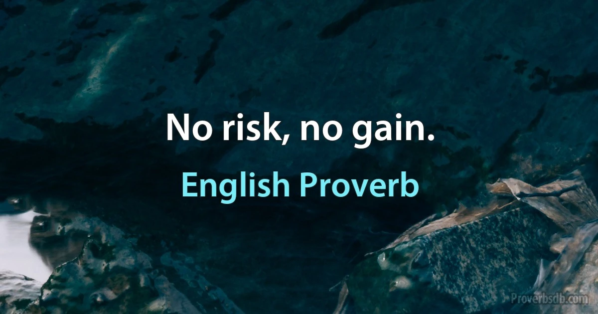 No risk, no gain. (English Proverb)