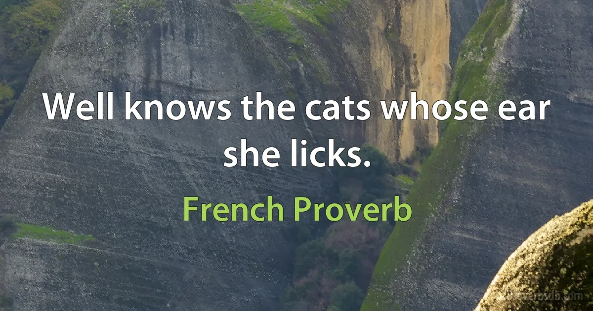 Well knows the cats whose ear she licks. (French Proverb)