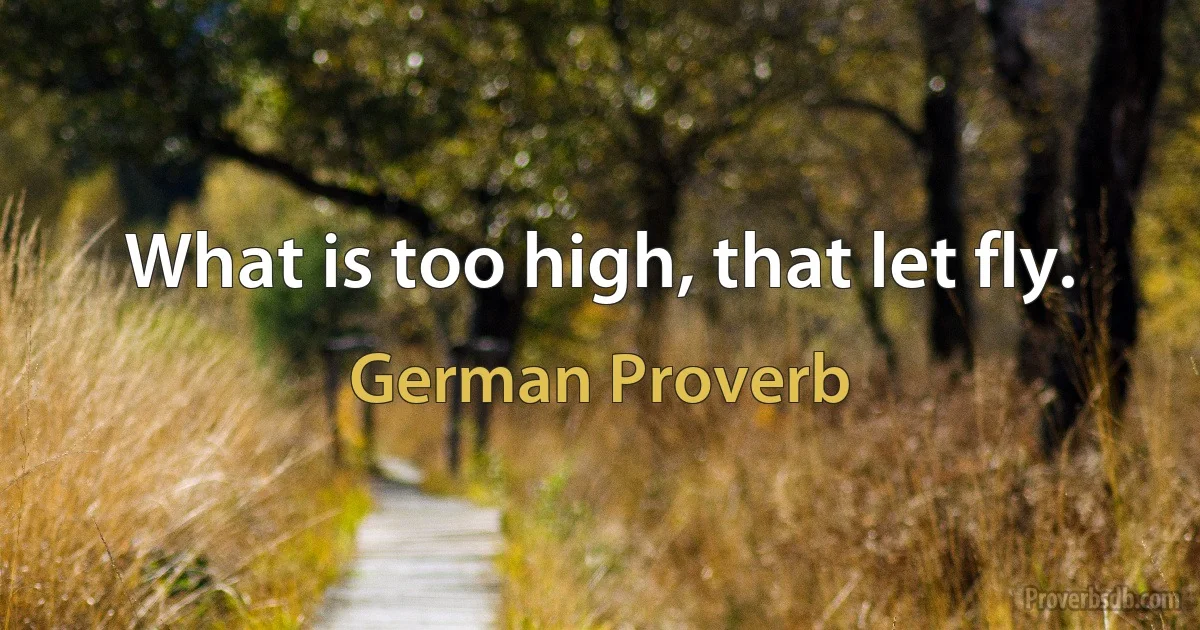 What is too high, that let fly. (German Proverb)