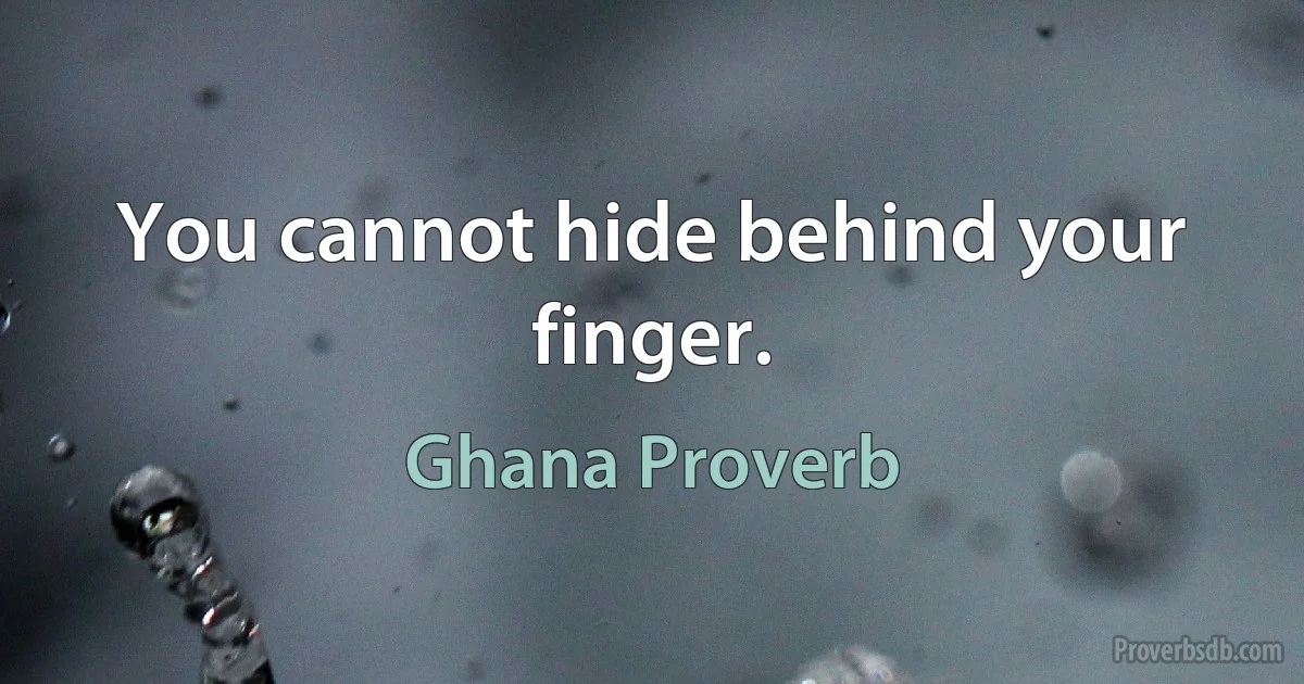 You cannot hide behind your finger. (Ghana Proverb)