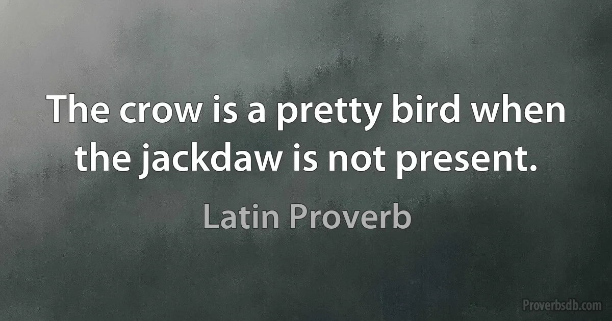 The crow is a pretty bird when the jackdaw is not present. (Latin Proverb)