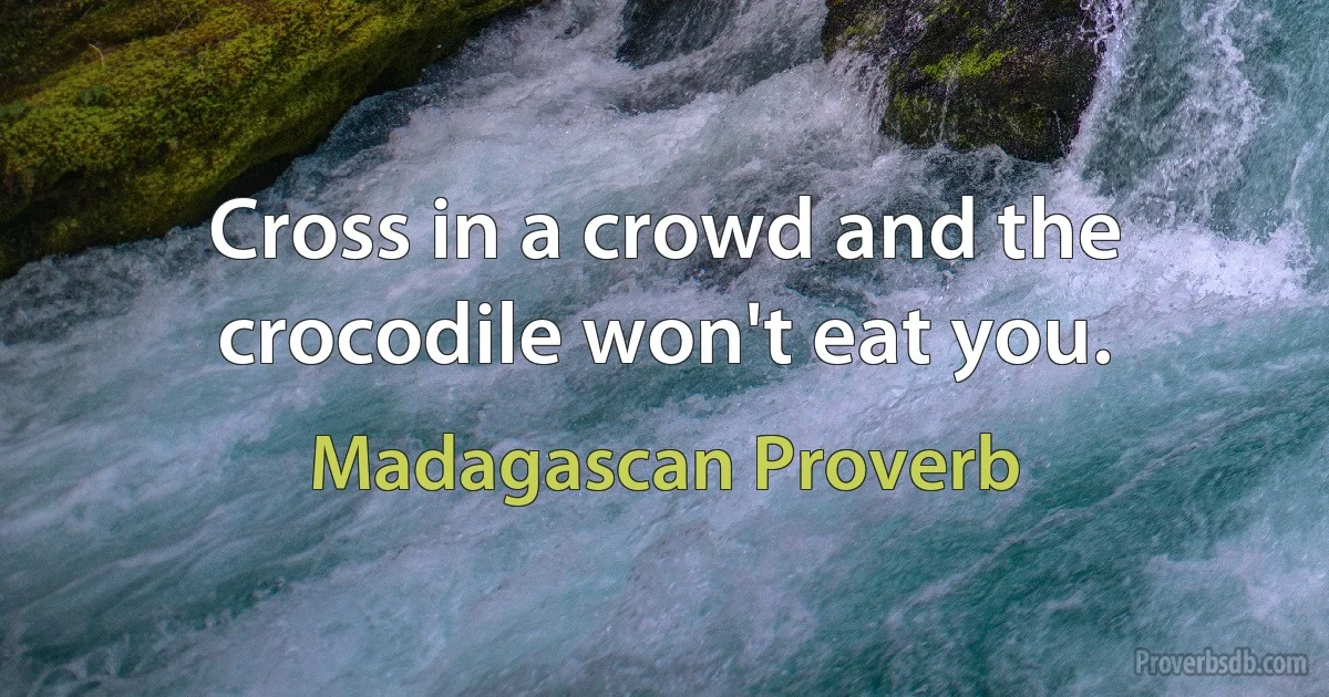 Cross in a crowd and the crocodile won't eat you. (Madagascan Proverb)