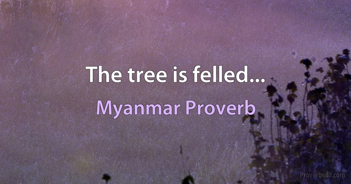 The tree is felled... (Myanmar Proverb)