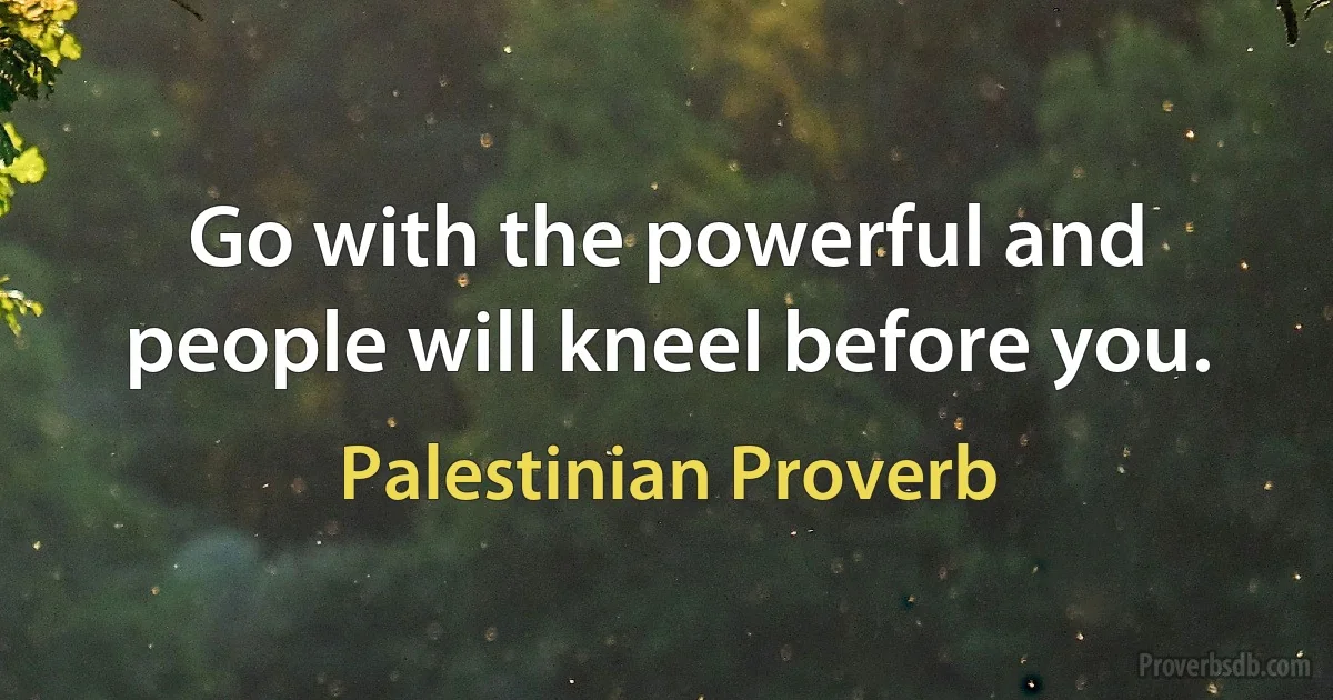 Go with the powerful and people will kneel before you. (Palestinian Proverb)