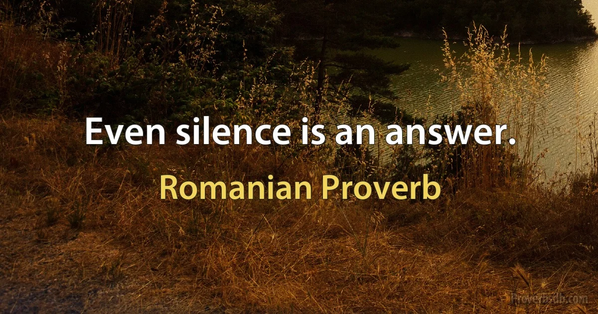 Even silence is an answer. (Romanian Proverb)