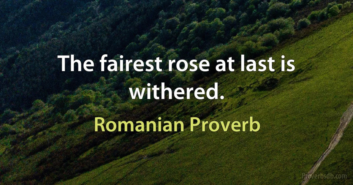 The fairest rose at last is withered. (Romanian Proverb)