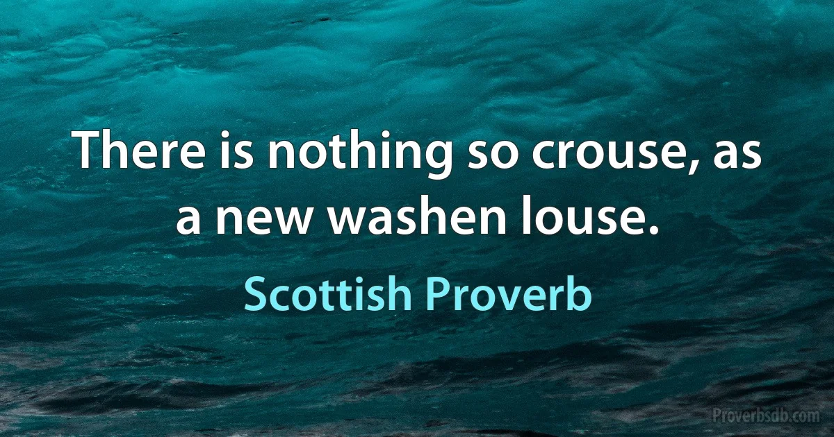 There is nothing so crouse, as a new washen louse. (Scottish Proverb)