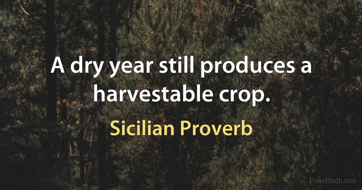 A dry year still produces a harvestable crop. (Sicilian Proverb)