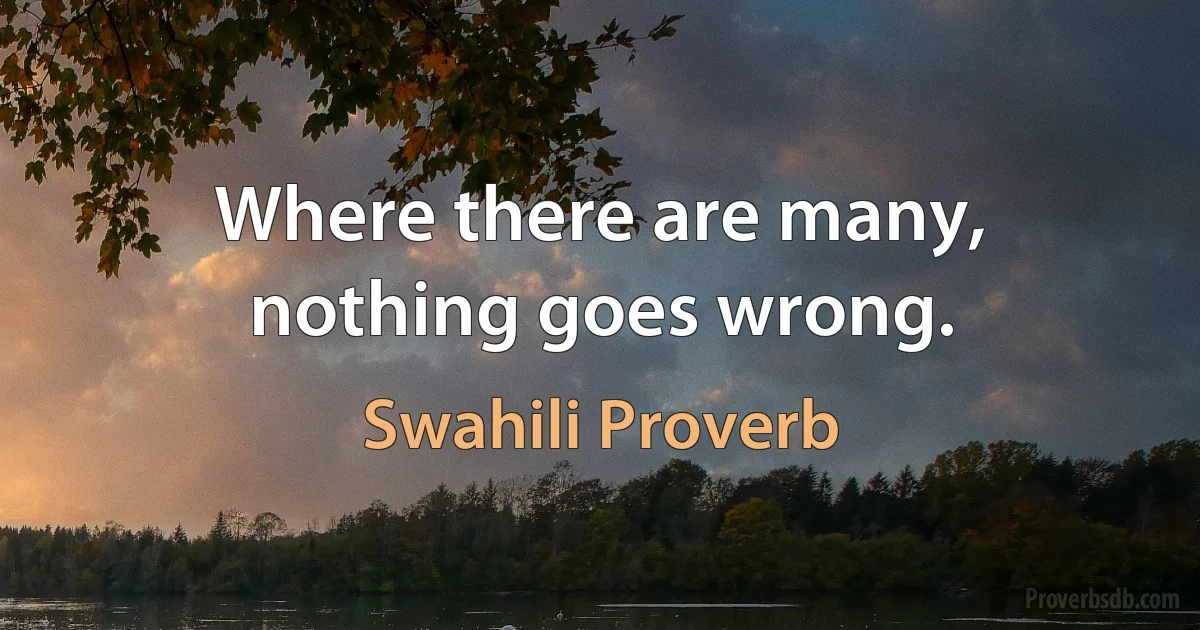 Where there are many, nothing goes wrong. (Swahili Proverb)