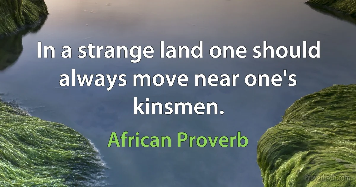 In a strange land one should always move near one's kinsmen. (African Proverb)