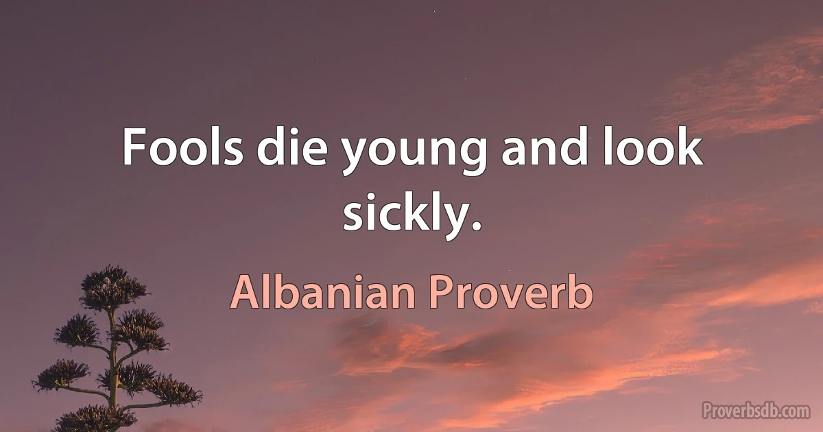 Fools die young and look sickly. (Albanian Proverb)