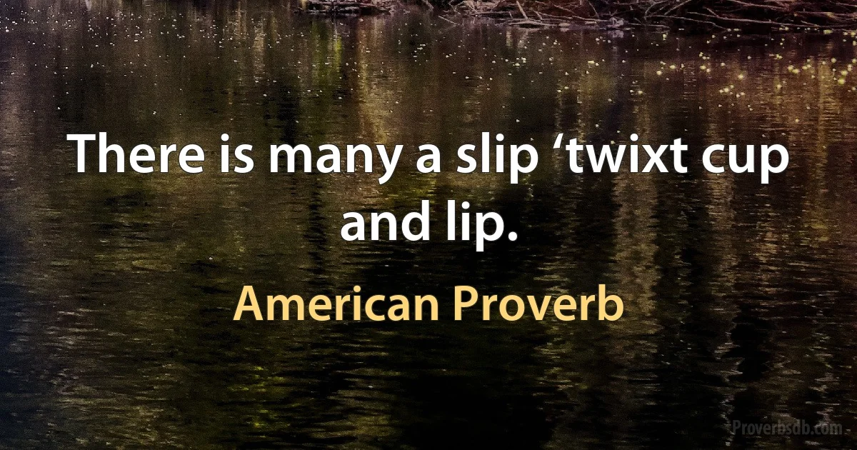 There is many a slip ‘twixt cup and lip. (American Proverb)