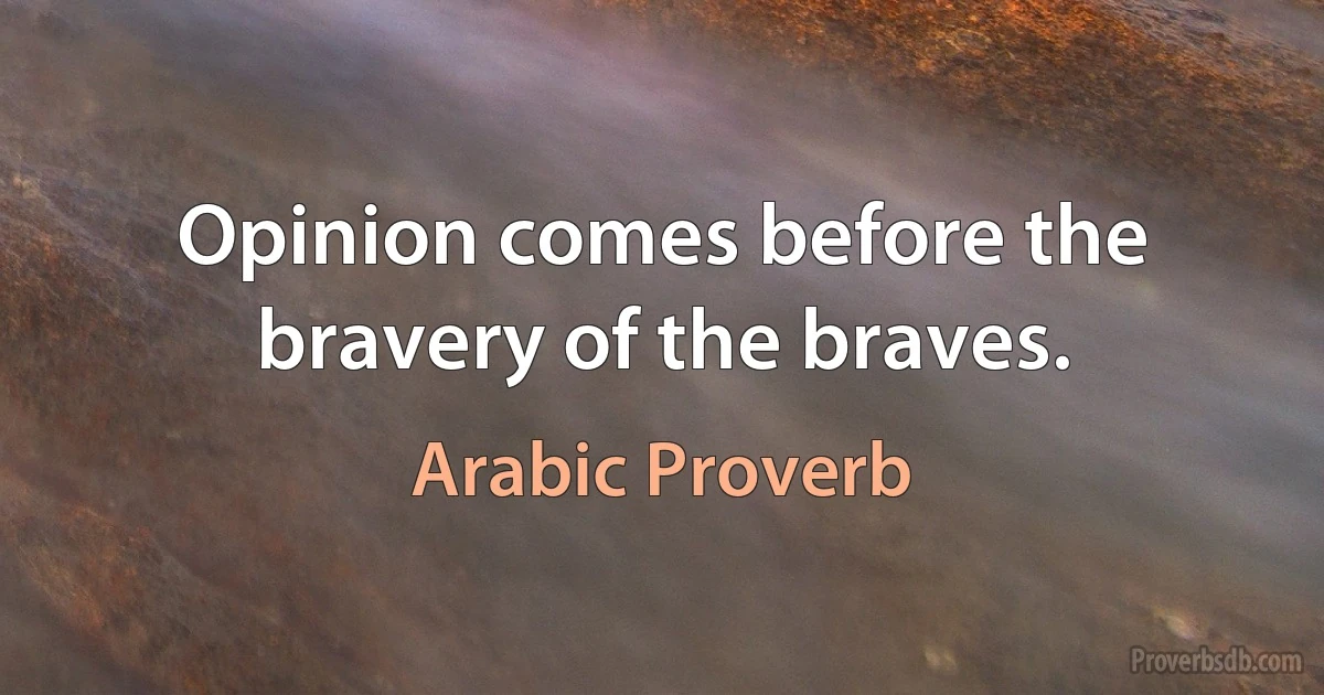 Opinion comes before the bravery of the braves. (Arabic Proverb)