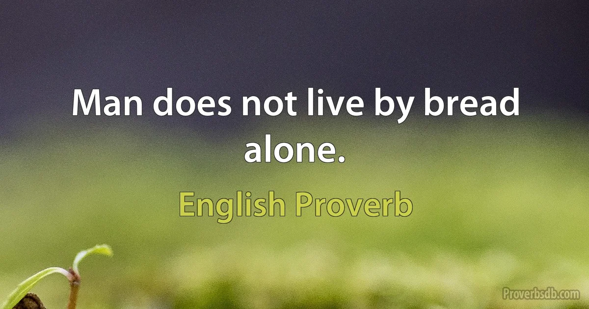 Man does not live by bread alone. (English Proverb)