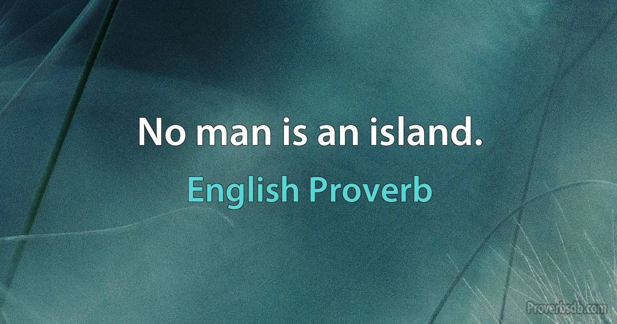 No man is an island. (English Proverb)