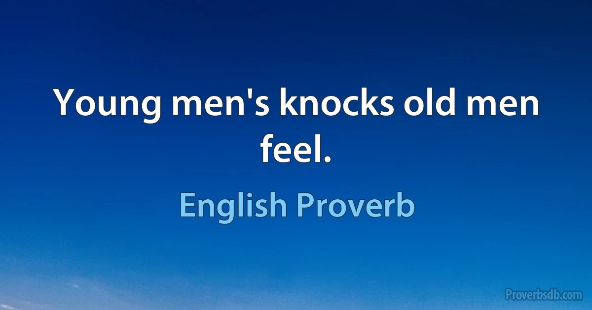 Young men's knocks old men feel. (English Proverb)