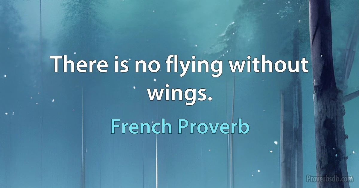 There is no flying without wings. (French Proverb)