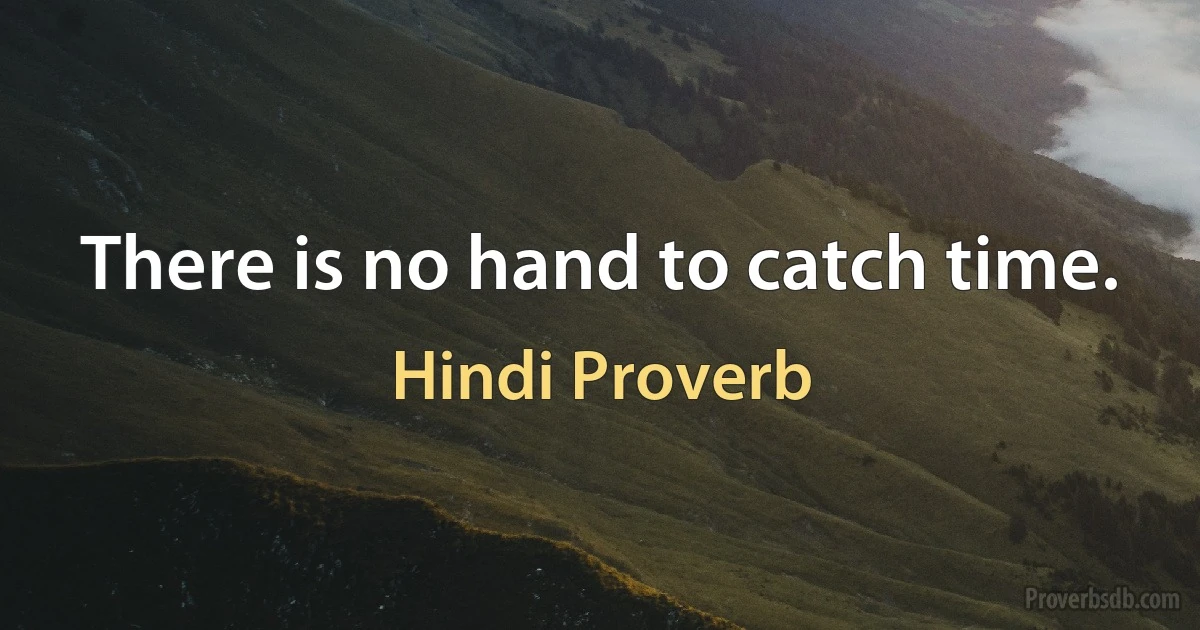 There is no hand to catch time. (Hindi Proverb)