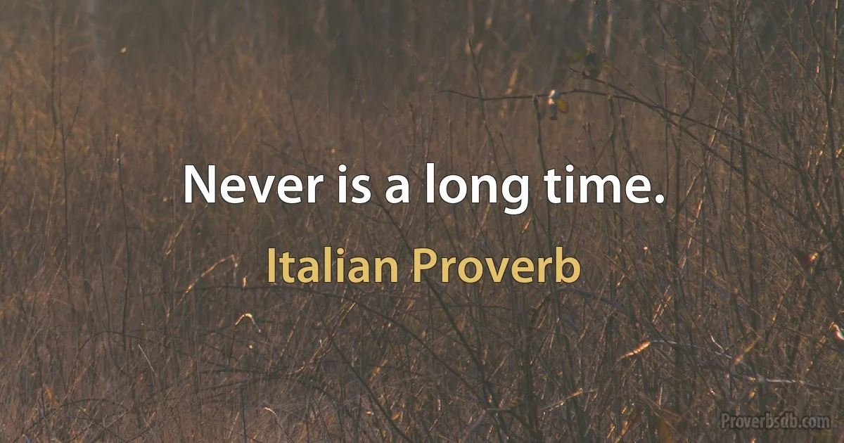 Never is a long time. (Italian Proverb)