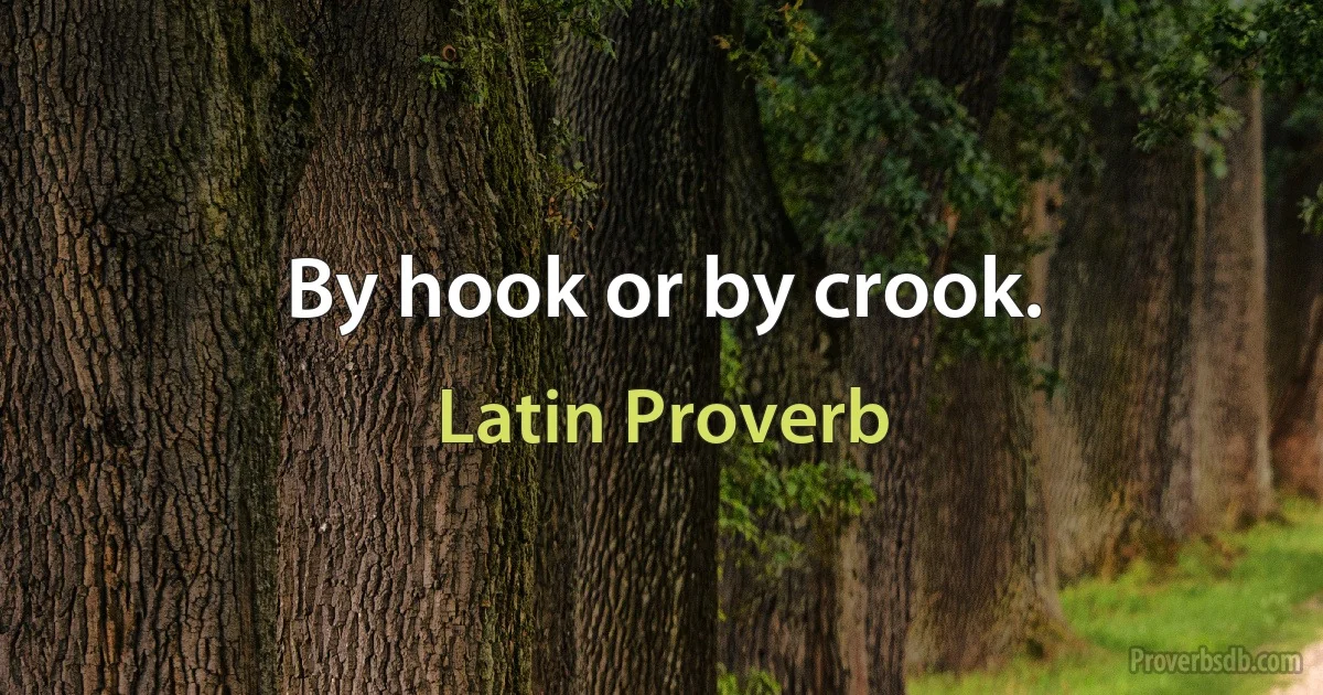 By hook or by crook. (Latin Proverb)